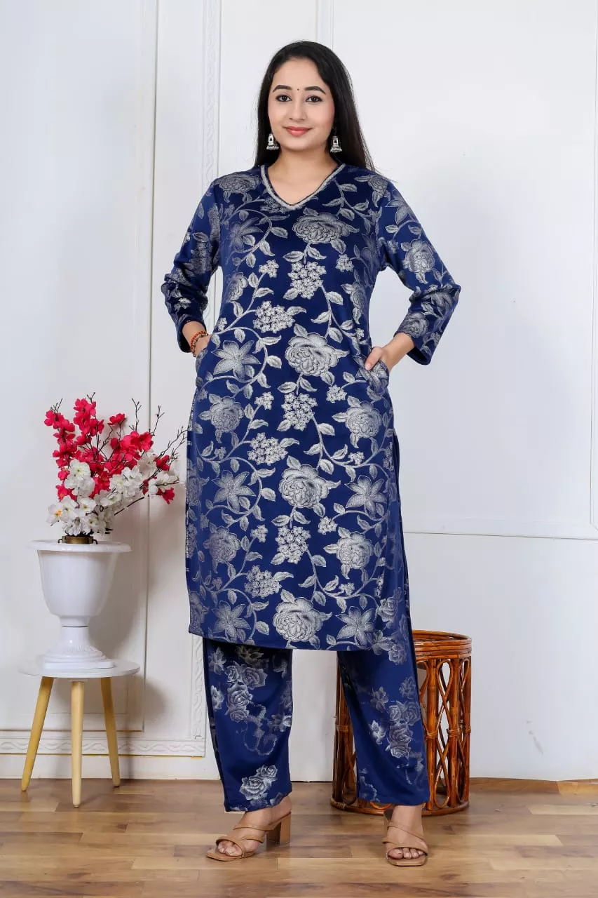 Flowery Bluish Kurta - Image 2