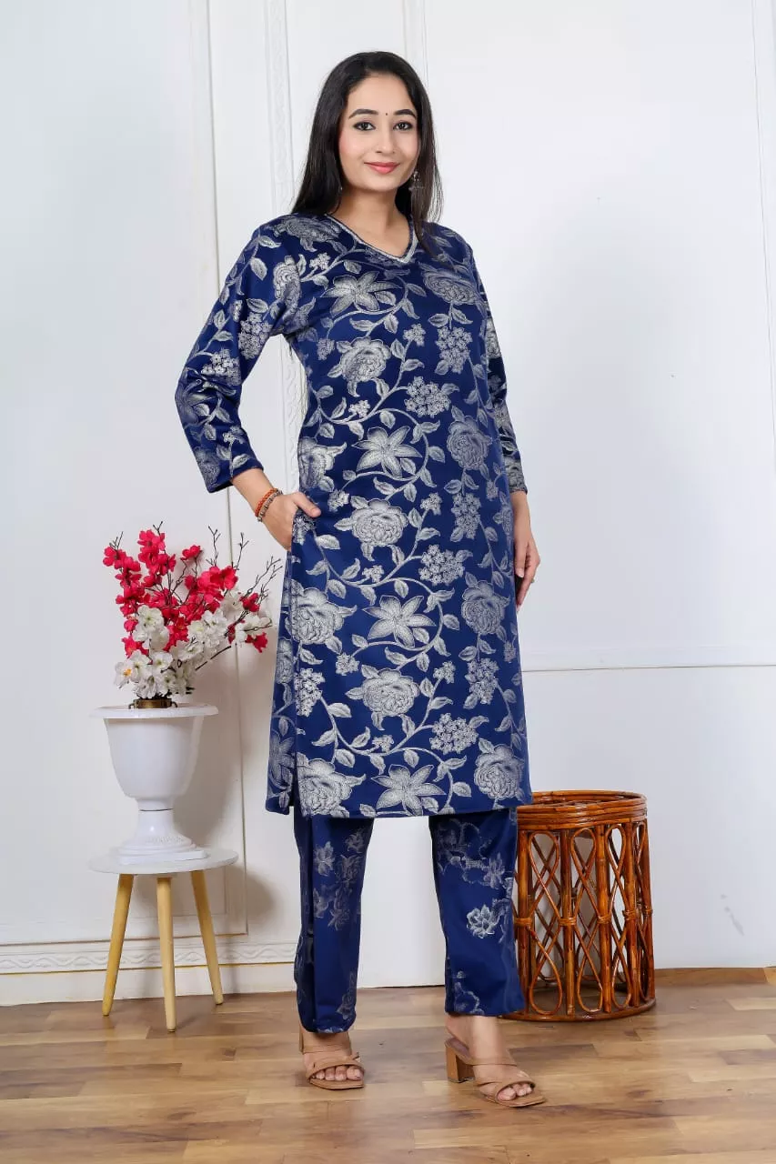 Flowery Bluish Kurta - Image 3
