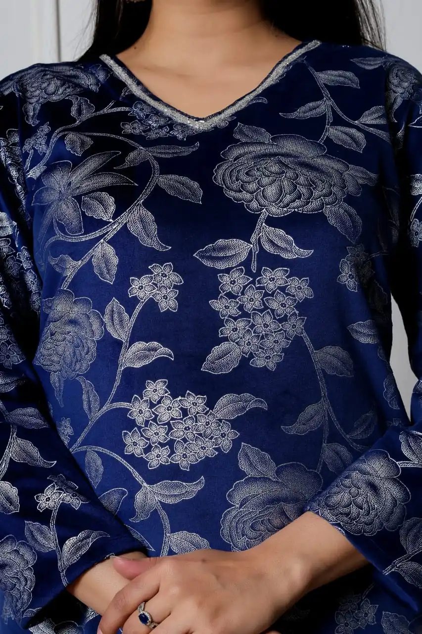 Flowery Bluish Kurta