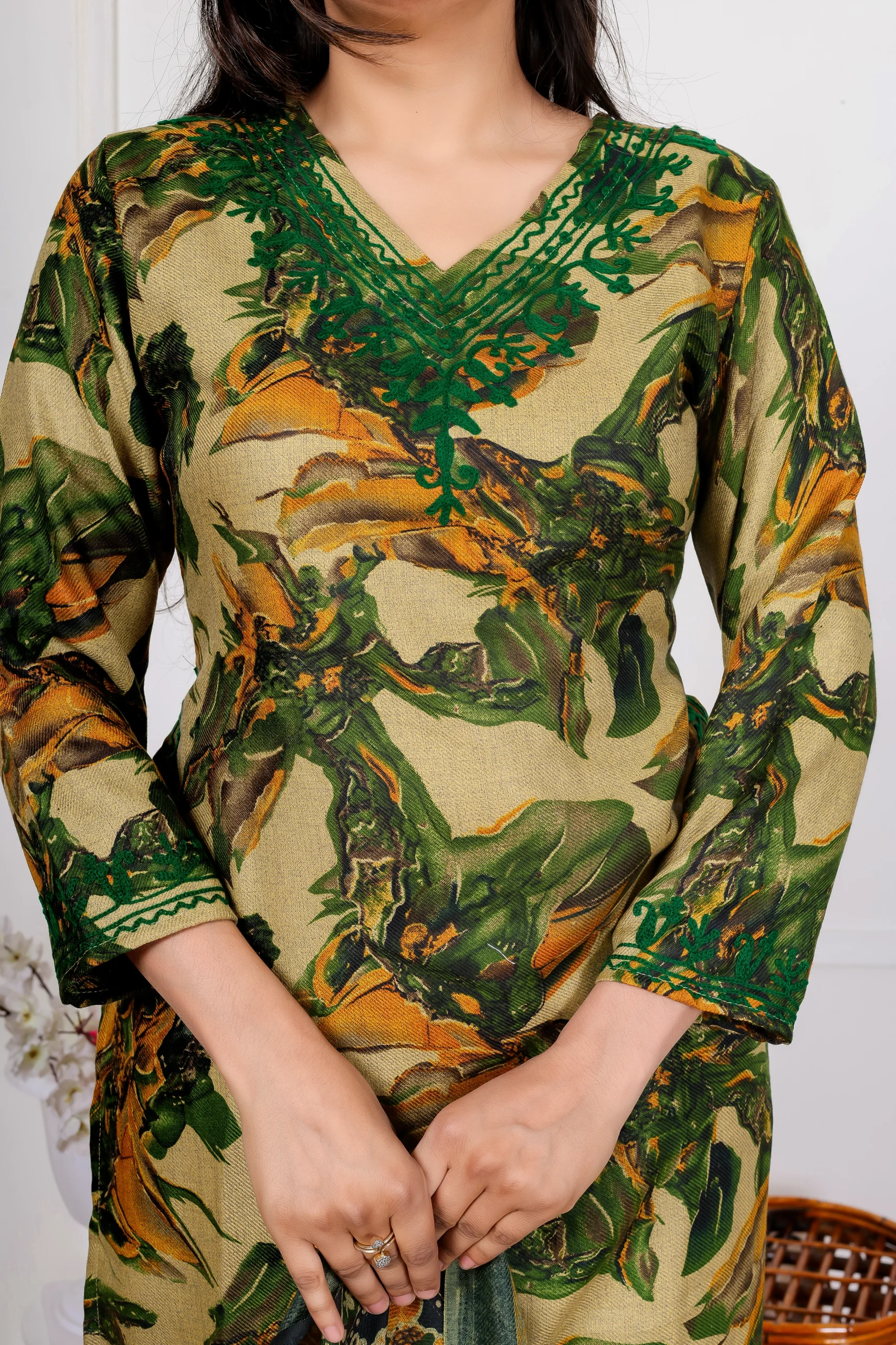 Designed Green Kurti